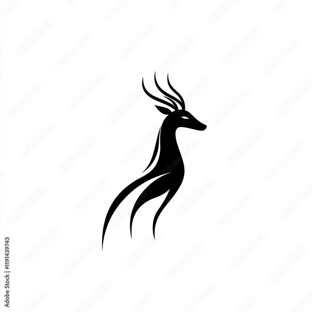 Obraz premium Elegant black deer logo design on white background