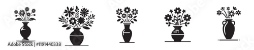 vector set of flower vases silhouettes