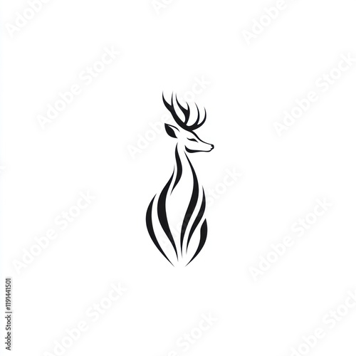 Elegant deer line art, white background, logo design, nature theme photo