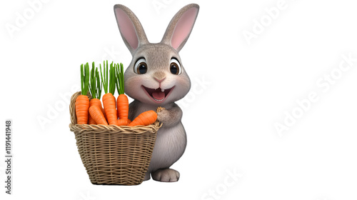 bunny with basket of caroots 