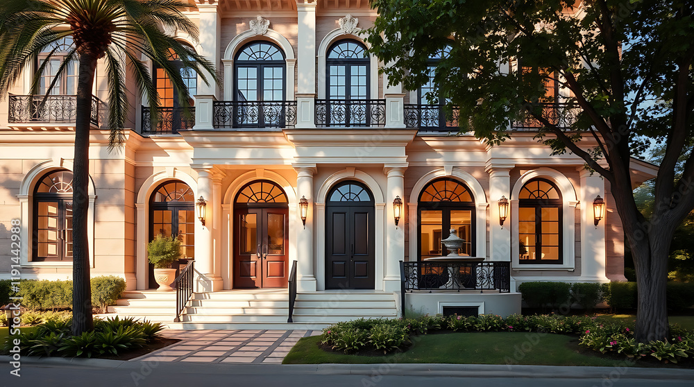 Obraz premium Magnificent Classical Mansion: Architectural Grandeur and Exquisite Exterior Design