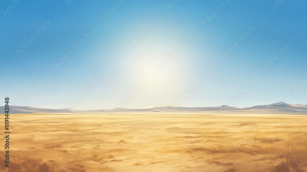 Expansive Desert Landscape Under Bright Sunlight Expansive Desert Landscape Under Bright Sunlight
