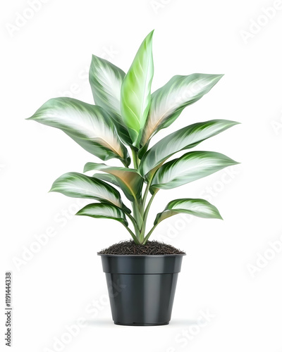 Wallpaper Mural Variegated houseplant in black pot, isolated on white background, ideal for home decor or gardening websites Torontodigital.ca