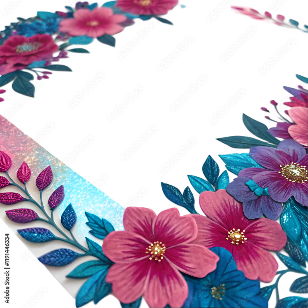 Obraz premium beautiful floral border frame on white 
