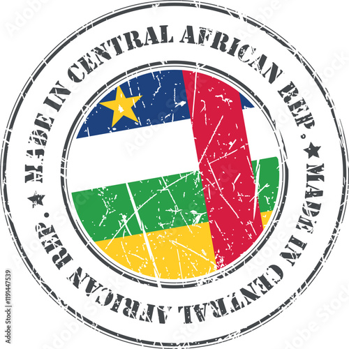 Made in Central African Republic stamp scratched flag badge logo vector illustration