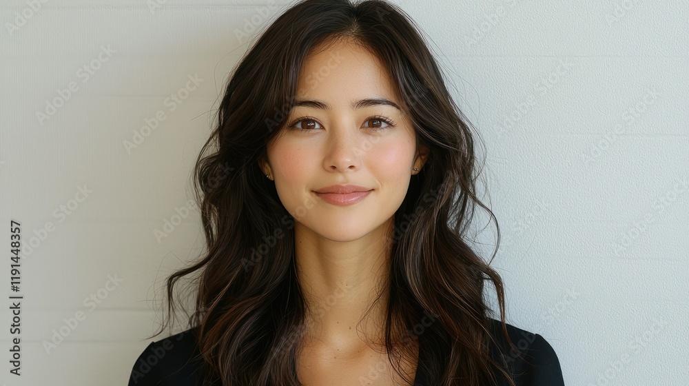 Portrait of a Young Woman with Long Brown Hair