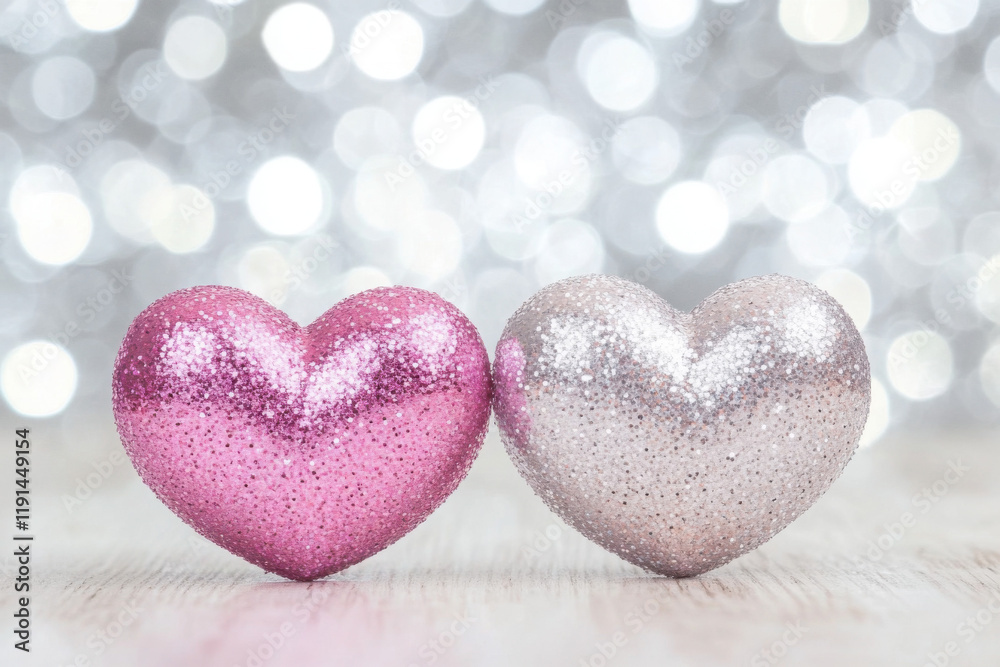 Fototapeta premium Valentines hearts over white abstract background 