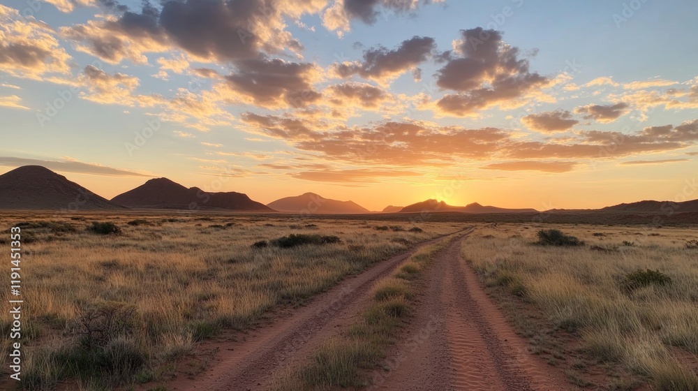 Fototapeta premium Stunning Sunset Over the Desert Landscape