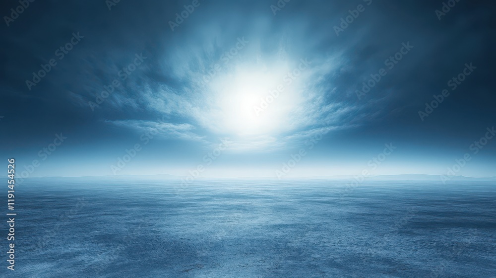 Serene Ocean Scene Under A Bright Heavenly Glow Serene Ocean Scene Under A Bright Heavenly Glow