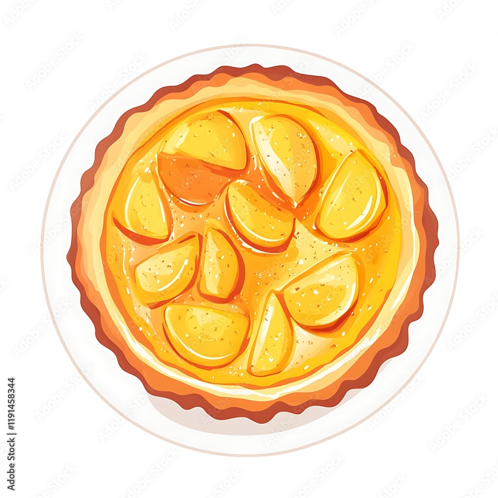 A minimalist flat illustration of a tarte tatin, featuring a soft pastel color palette against a clean white background. Perfect for culinary-themed designs and food-related content. A minimalist flat illustration of a tarte tatin, featuring a soft pastel color palette against a clean white background. Perfect for culinary-themed designs and food-related content.