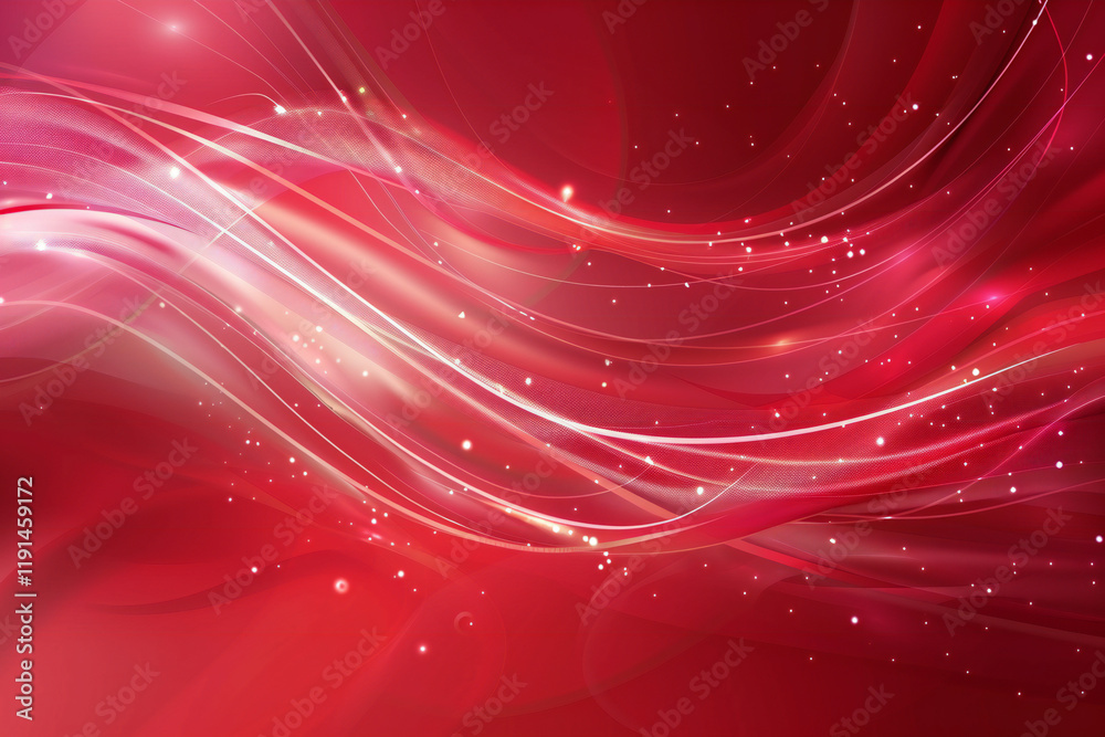 Obraz premium Abstract Red Background with Glowing Waves, Light Trails, and Shimmering Particles for a Digital Fantasy Design
