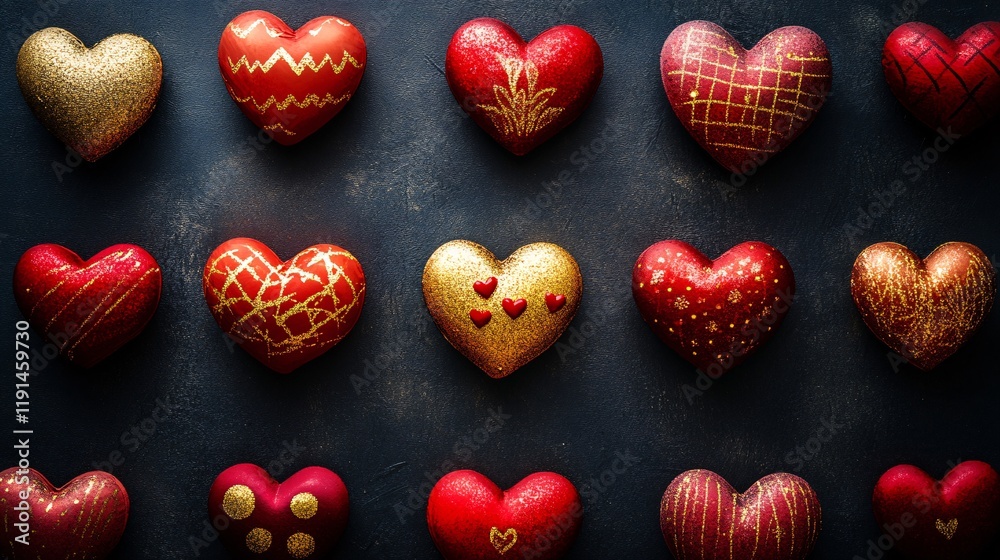 Fototapeta premium Valentine's Day Heart-Shaped Chocolates Arrangement