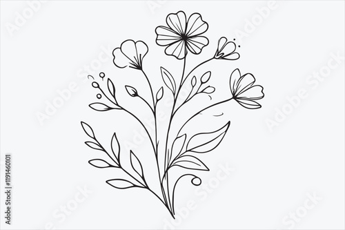 Simple line drawing of a floral arrangement