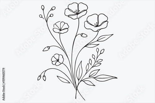 Simple line drawing of a floral arrangement