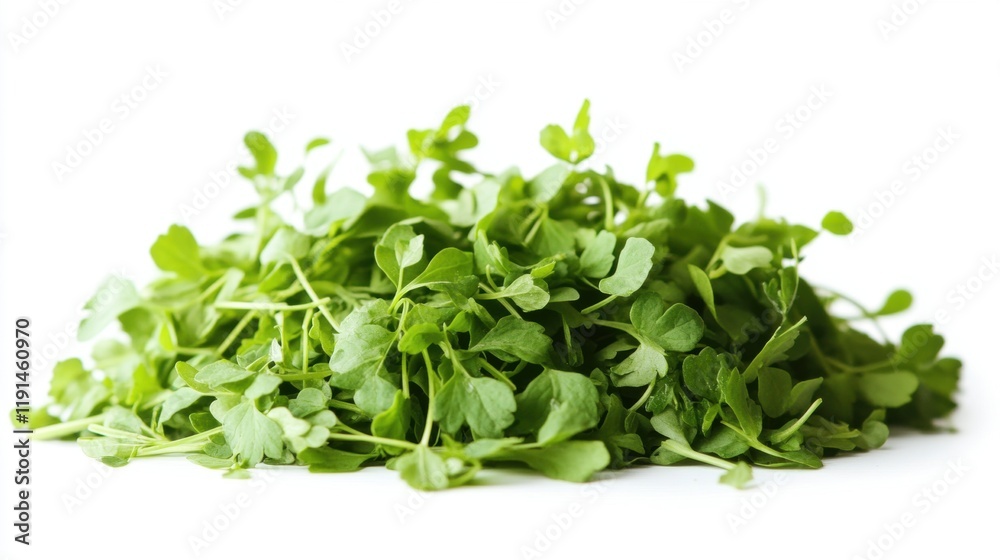 Fresh Green Microgreens on White Background for Healthy Eating Fresh Green Microgreens on White Background for Healthy Eating