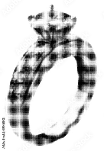 Diamond engagement ring halftone effect