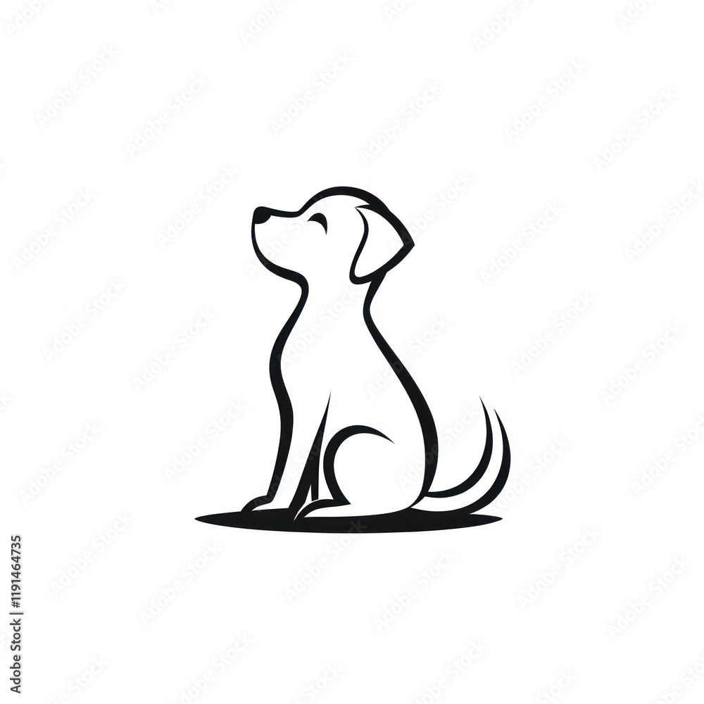 Fototapeta premium Happy dog, sitting, white background, logo design