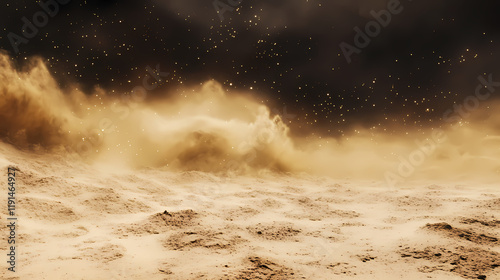 Dynamic sand eruption with textured dry dust blast. Starstream. Illustration