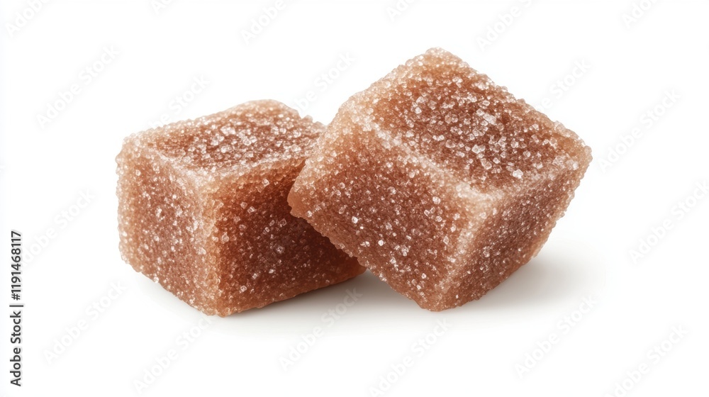 Brown Sugar Cubes on White Background for Culinary Use and Baking Brown Sugar Cubes on White Background for Culinary Use and Baking