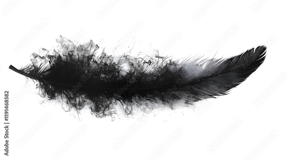 Fototapeta premium Ethereal Black Feather Close-Up Capturing Delicate Softness and Natural Beauty