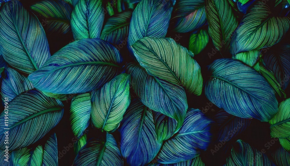 vivid close-up of tropical leaves with striking blue and green veins, perfect for nature themed decor, patterns, or graphic design projects
vivid close-up of tropical leaves with striking blue and green veins, perfect for nature themed decor, patterns, or graphic design projects
