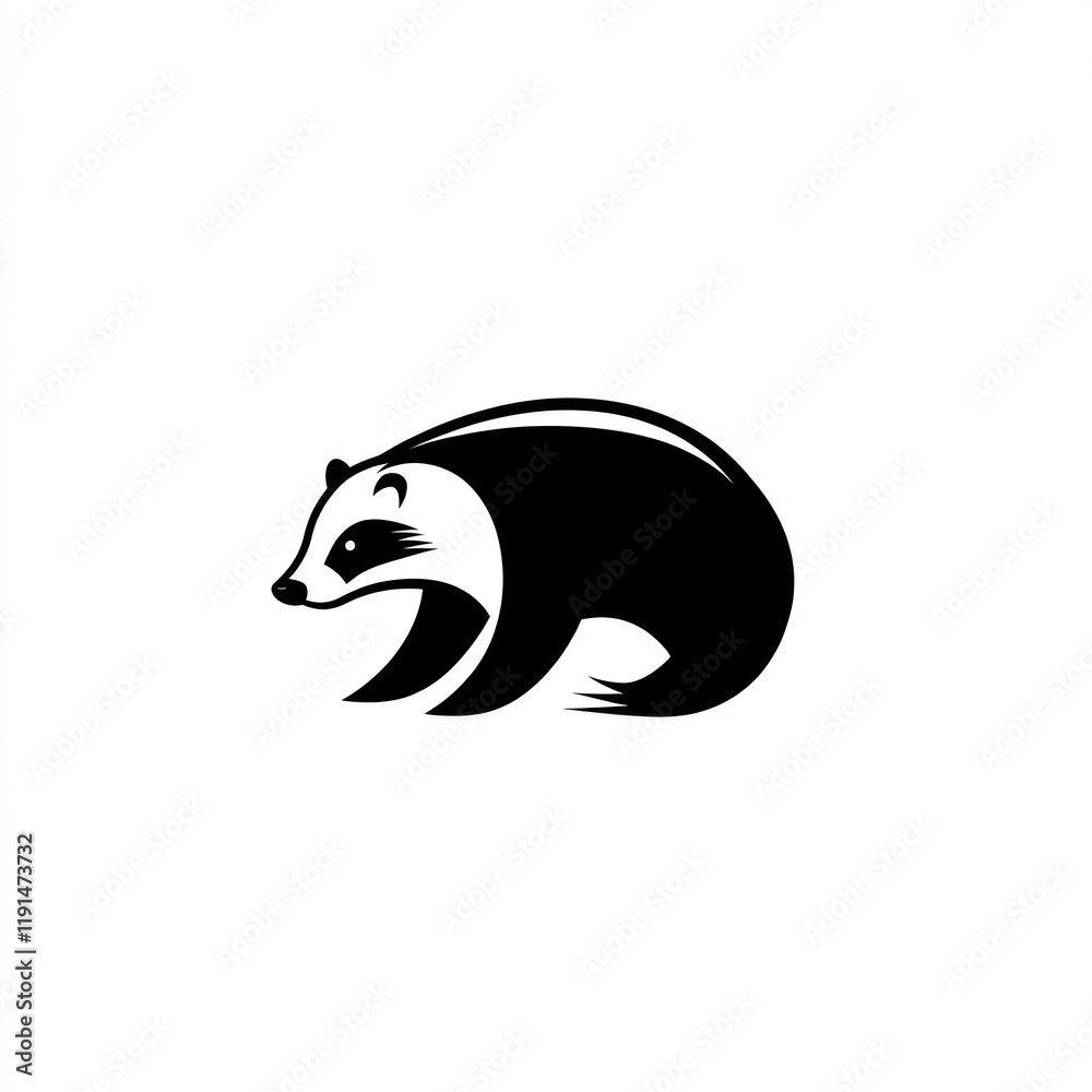 Fototapeta premium Badger logo design, minimalist style, white background, mascot illustration