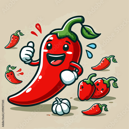 cartoon chili vegetable vector illustration