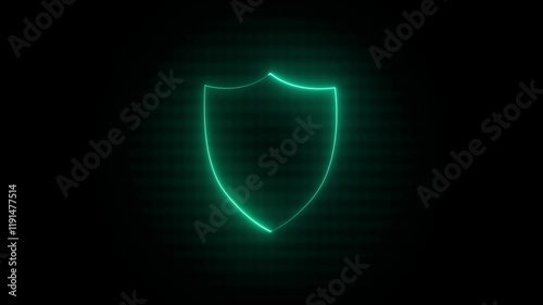 Bright neon security neon frame with tones on isolated black background. Alpha channel Photomultiplier 4K animation video photo