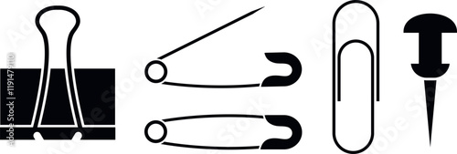 Open and closed pin. Isolated pin on white background. Safety pin