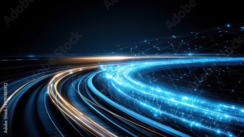 Glowing Visual of Futuristic Transportation System photo