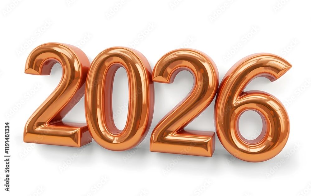 Festive Illustration Celebrating New Year 2026 Isolated on White Background Festive Illustration Celebrating New Year 2026 Isolated on White Background