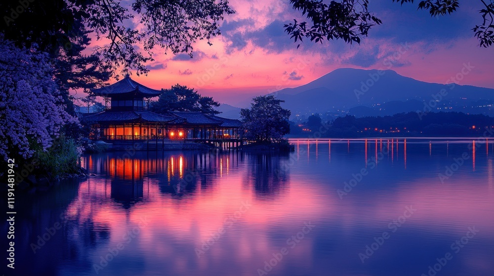 Serene Sunset at Japanese Pavilion Serene Sunset at Japanese Pavilion