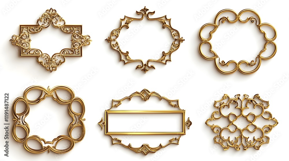 Antique gold ornate design on white background.