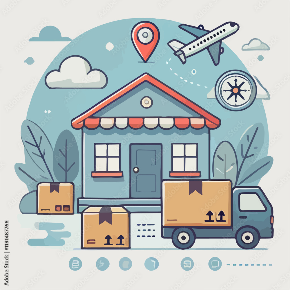 Naklejka premium warehouse vector illustration