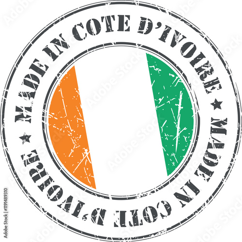 Made in Cote divoire ivory coast stamp scratched flag badge logo vector illustration