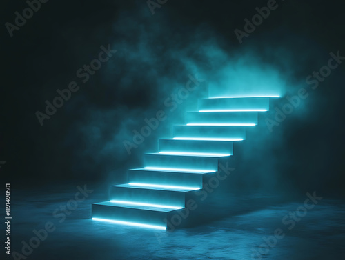 Floating digital staircase with illuminated edges