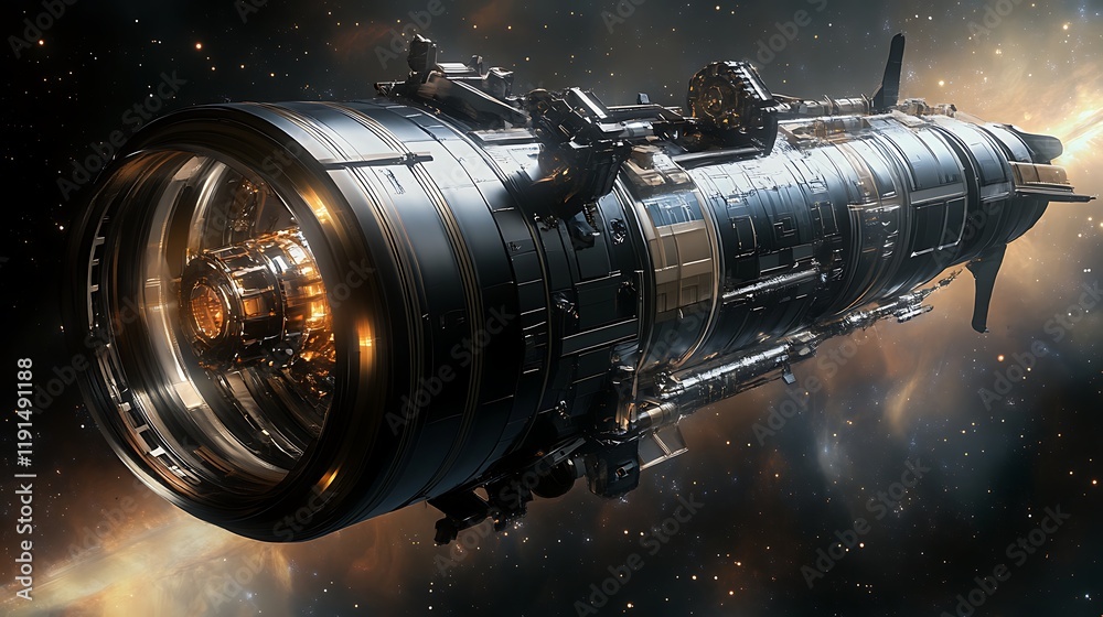 Digital art of a futuristic space exploration vehicle designed for interstellar travel Digital art of a futuristic space exploration vehicle designed for interstellar travel