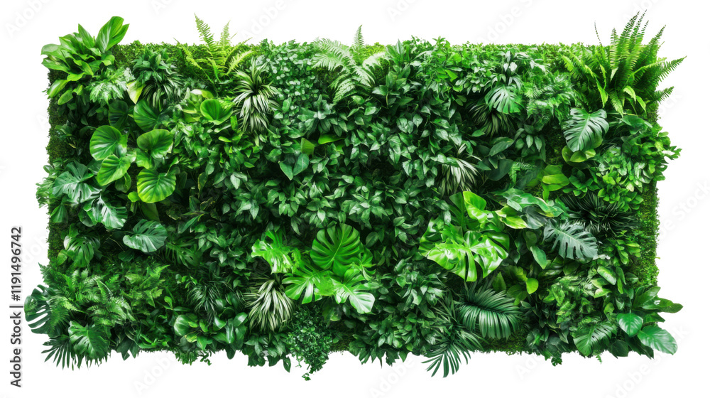 Obraz premium Green plant wall panel transparent background