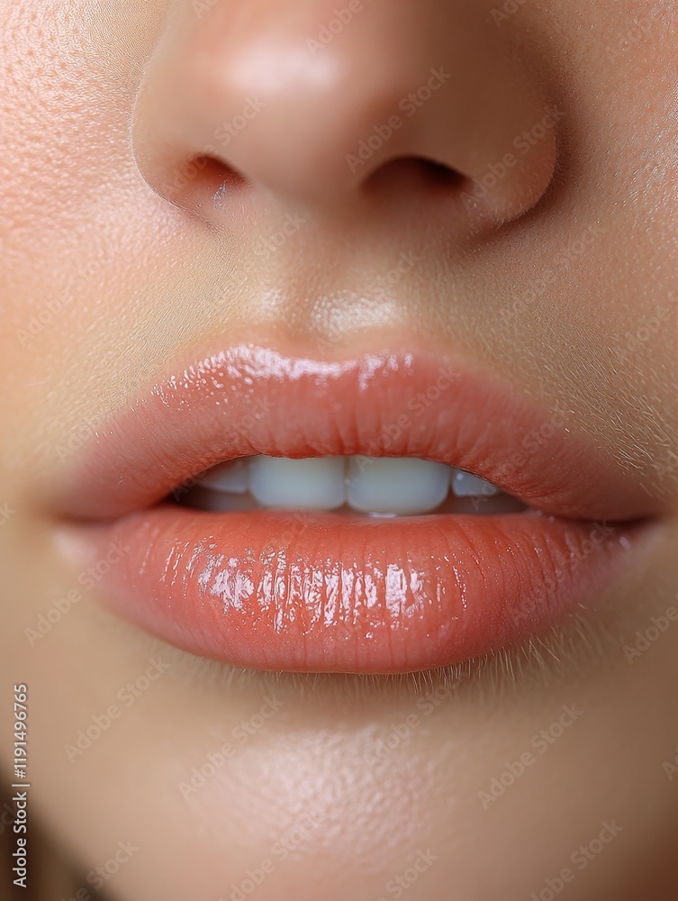 Fototapeta premium Natural Radiant Lips Close-Up with Smooth Skin 2