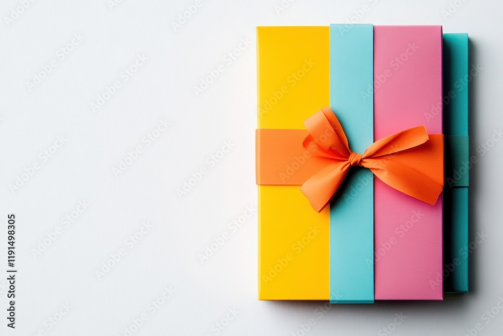 Colorful recycled paper gift box on a plain background offers creative packaging solutions Colorful recycled paper gift box on a plain background offers creative packaging solutions