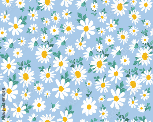 daisy blue pattern seamless repeating flower
