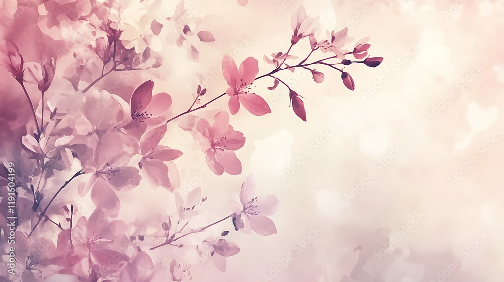 Delicate Pink Blossoms Branching Softly In Springtime Delicate Pink Blossoms Branching Softly In Springtime