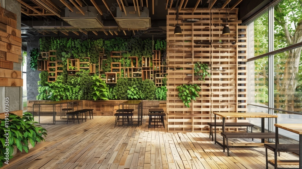 Inviting wooden pallet wall with intricate patterns and rich grain for cozy gatherings Inviting wooden pallet wall with intricate patterns and rich grain for cozy gatherings