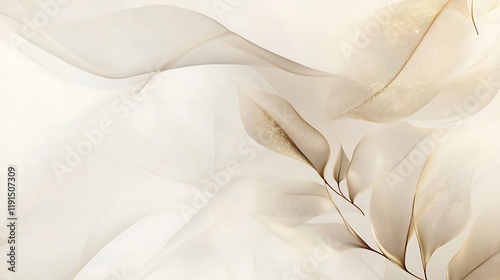 Elegant Gold Leaves on a White Abstract Background