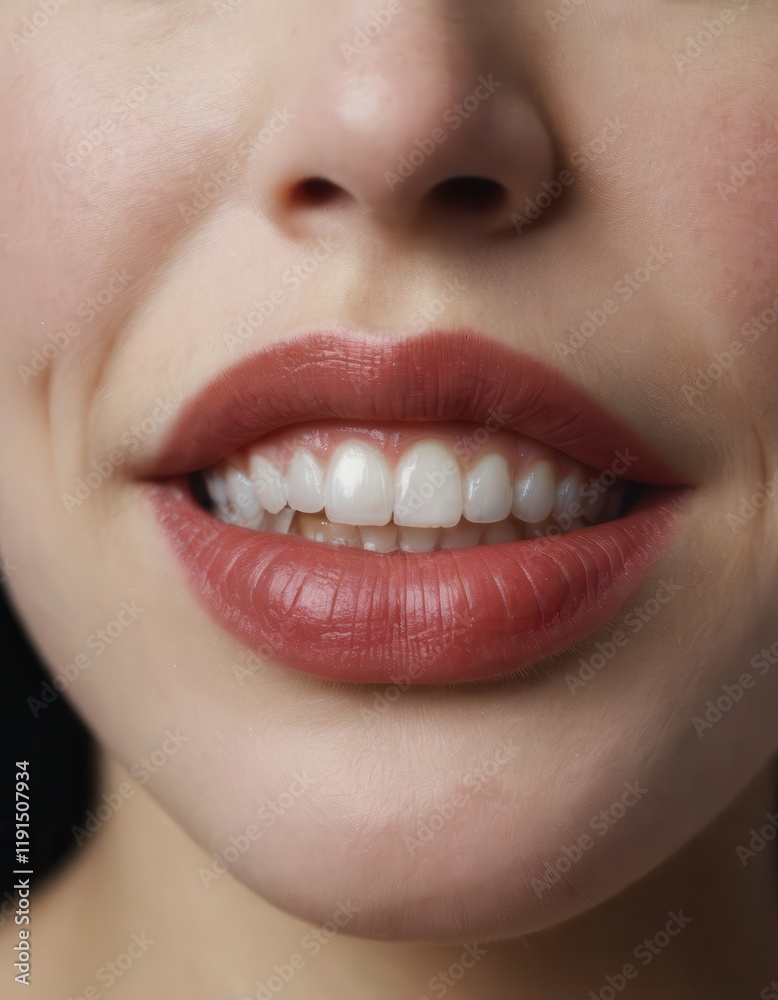 Fototapeta premium Close-Up of Healthy Teeth and Lips in Natural Lighting