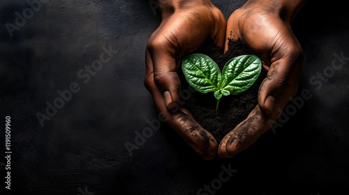 Hands Holding a Plant's Heart, Symbolizing Care and Growth