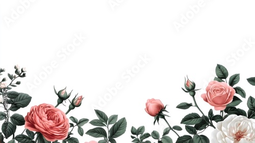 Floral Wallpaper Design with Pink Roses