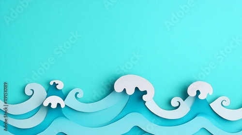 Wave Art Cutouts on Teal Backdrop