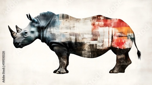 Rhino in a Puzzle Piece Pattern