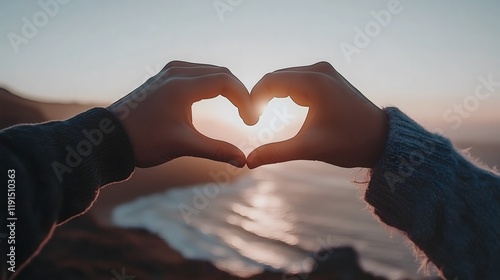 Love Heart Silhouette Sunset Beach Couple